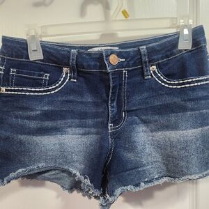 YMI Dark Blue Jean Shorts with Frayed Hem
